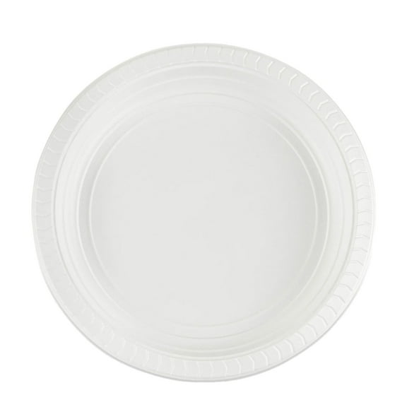 EcoQuality 6" inch Disposable Round White Plastic Serving Plates, China Like Party Plates, Heavy Duty Dinner Serving Plate, Platter, Weddings, Baby Showers, Catering, Non Toxic (10)