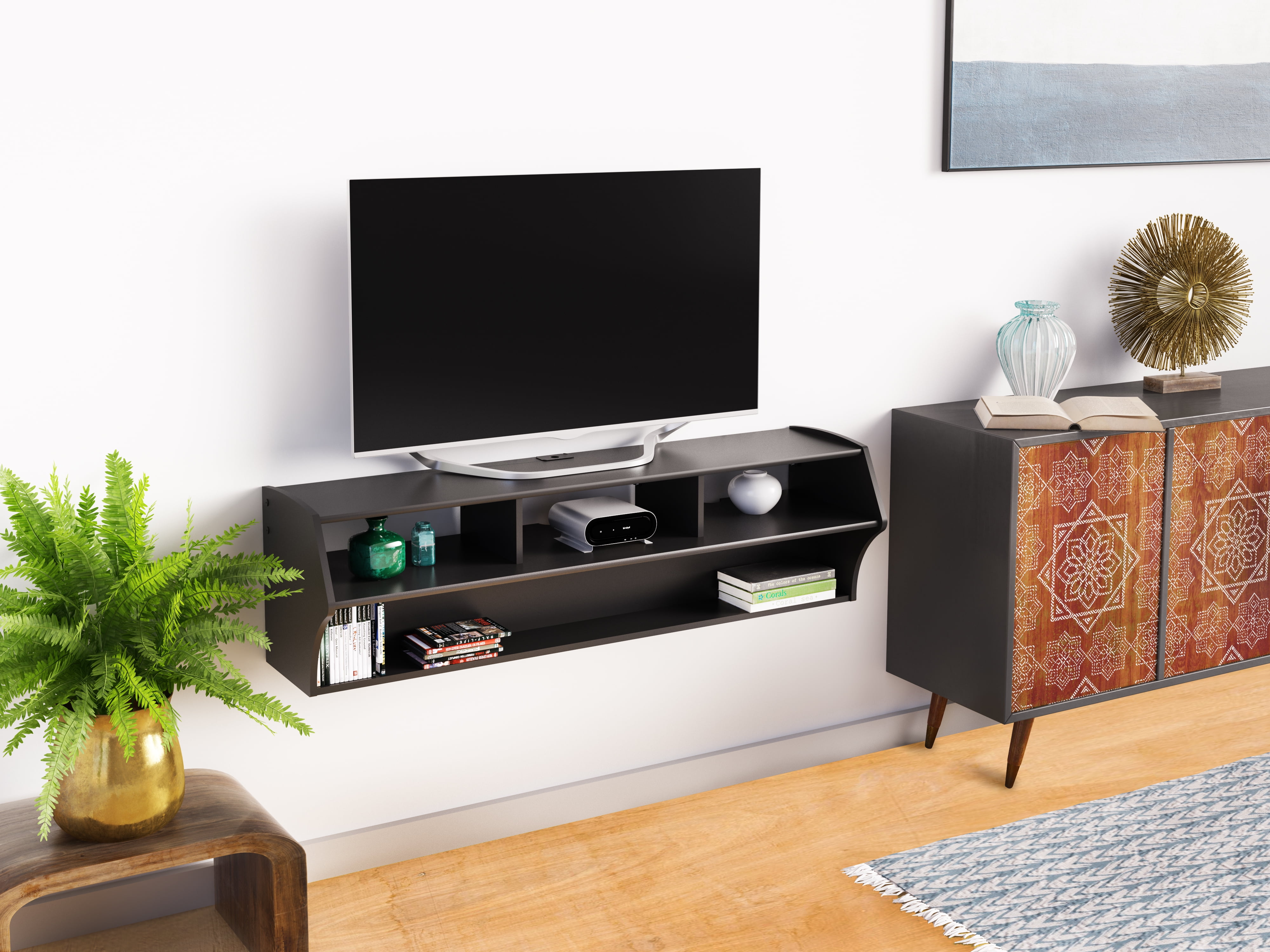 Wood TV Stand Floating TV console ideal for up to 47” Wall Mounted TV screens 