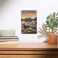 thumbnail image 2 of Acadia National Park, Maine, Jordan Pond Illustration Birch Wood Wall Sign (6x9 Rustic Home Decor, Ready to Hang Art), 2 of 5