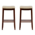 thumbnail image 2 of Linon Claridge Ensemble de 2 Tabourets de Bar en Bois Sièges en Similicuir Beige Finition Brune, 2 of 9