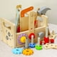 thumbnail image 4 of Juego de herramientas de madera para niños, banco de trabajo, caja de herramientas de reparación para niños pequeños, incluye tornillos y herramientas manuales, juguete educativo de construcción, 4 of 5