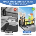 thumbnail image 5 of Godance Sponge Holder for Kitchen Sink, Rustproof 304 Stainless Steel Sink Caddy Organizer with High Brush Holder, Self-Draining Soap Sponge Caddy for Kitchen Countertop Accessories & Storage (Black), 5 of 7