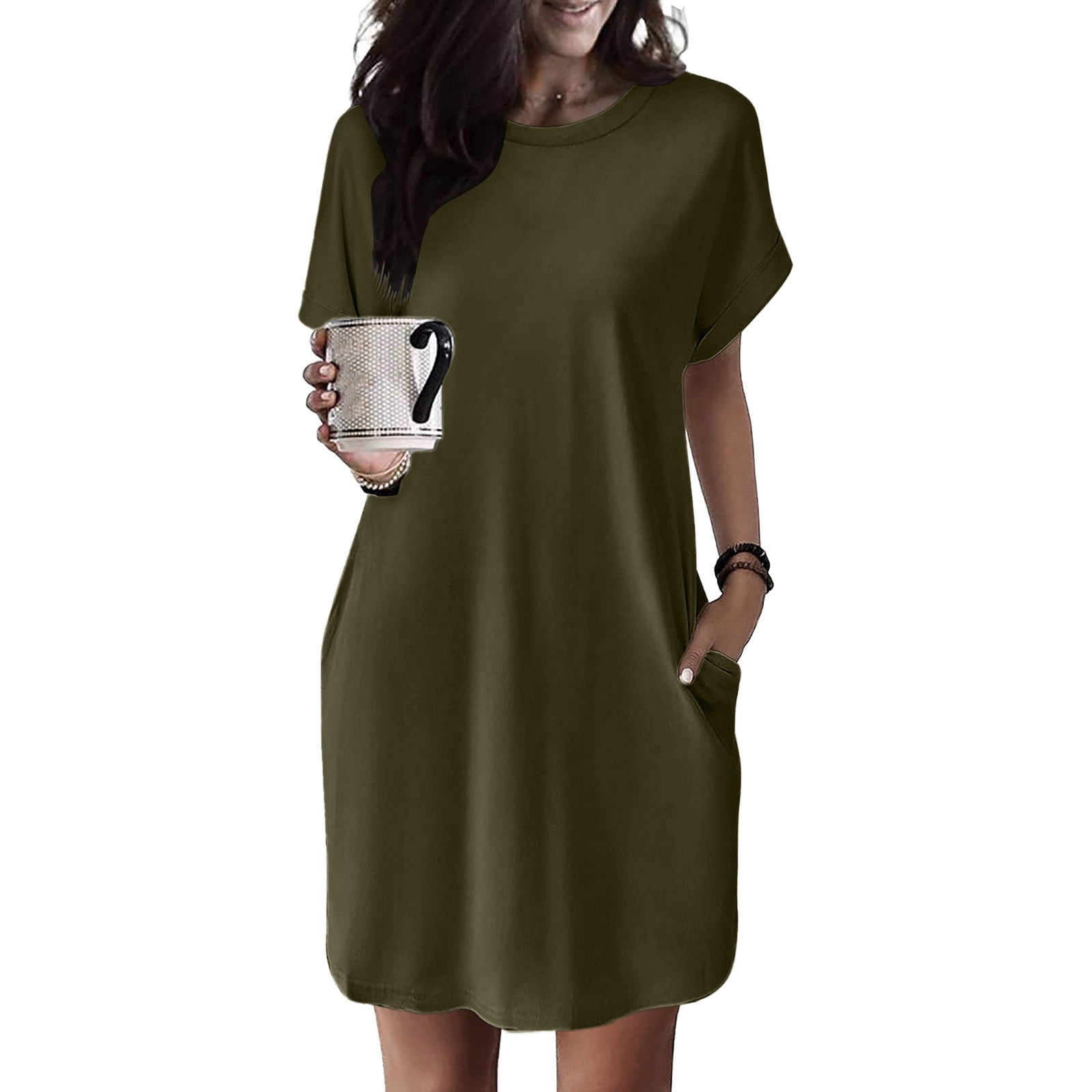 SHIXIAOO Women Soft T Shirt Dress Short Sleeve Casual Summer Tunic