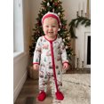 thumbnail image 6 of RUINIXCW Newborn Baby Girl Boy Christmas Outfit Footed Romper Infant Girl Boy Xmas Fall Winter Clothes Long Sleeve Zipper Footie Jumpsuit Hat Set, 6 of 10