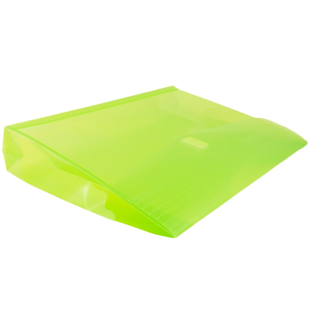 JAM Paper Plastic Hook and Loop Envelopes, 9.8" x 13" x 2", 12 Per Pack, Lime Green