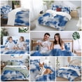 thumbnail image 6 of Gradient Blue Twin Size Comforter Set, Modern Abstract Blue Grey Ombre Mottled Stripes Bedding for All Seasons, 4 Pcs Bed Set, 1 Quiltcover (68"x86") ,1Sheet(67"x116"), 2Pillowcases (30"x20"), 6 of 9