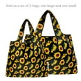 thumbnail image 3 of Wrapables Large & Small Foldable Tote Nylon Reusable Grocery Bags, Set of 2, Sunflowers, 3 of 6