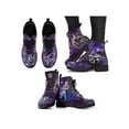 thumbnail image 4 of Woobling Ladies Leather Boot Lace Up Ankle Boots Vintage Short Bootie Outdoor Booties Non Slip Floral Comfortable Purple Alice 6.5, 4 of 6