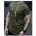 thumbnail image 2 of Mode Homme Slim Fit O Cou Coton Solide Manches Courtes Muscle Tee-Shirt Casual Tops Blouse, 2 of 5