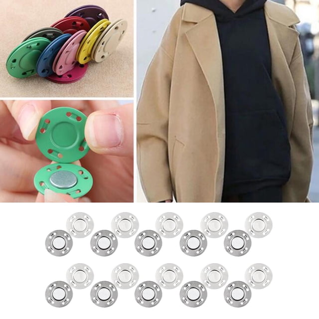 20 pares de botones magnéticos cierres a tejer acolchado coser abrigos de mezclilla cierre para de material cuero álbum de recortes suministros Plata BLESIY Broches de botones a presión
