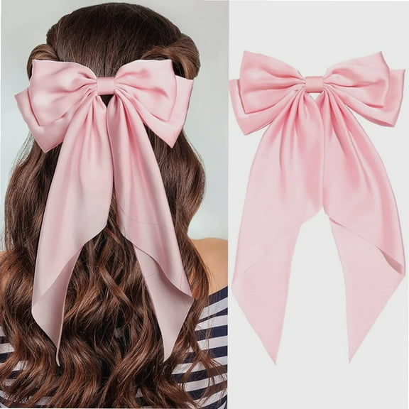 Ziediop French Barrette Bow Hair Clips, Pink, 2 Count