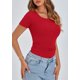 thumbnail image 4 of Remera PRETTYGARDEN Ajustada de Canalé con Cuello Henley y Botones Roja Talle L, 4 of 8