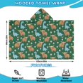 thumbnail image 2 of Green Highland Cow Dinosaur Pattern Hooded Bath Towel，60"x35" for Ages 3 To 12 Kids, Quick Dry Lightweight Soft Microfiber Hood Beach Towel Cover Up for Kids, 2 of 7