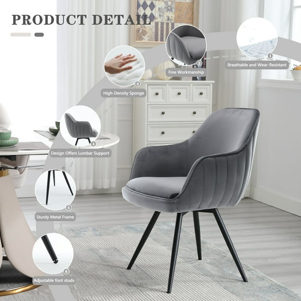 Dining Chair Set of 2, Mid Century Modern Accent Armchair with