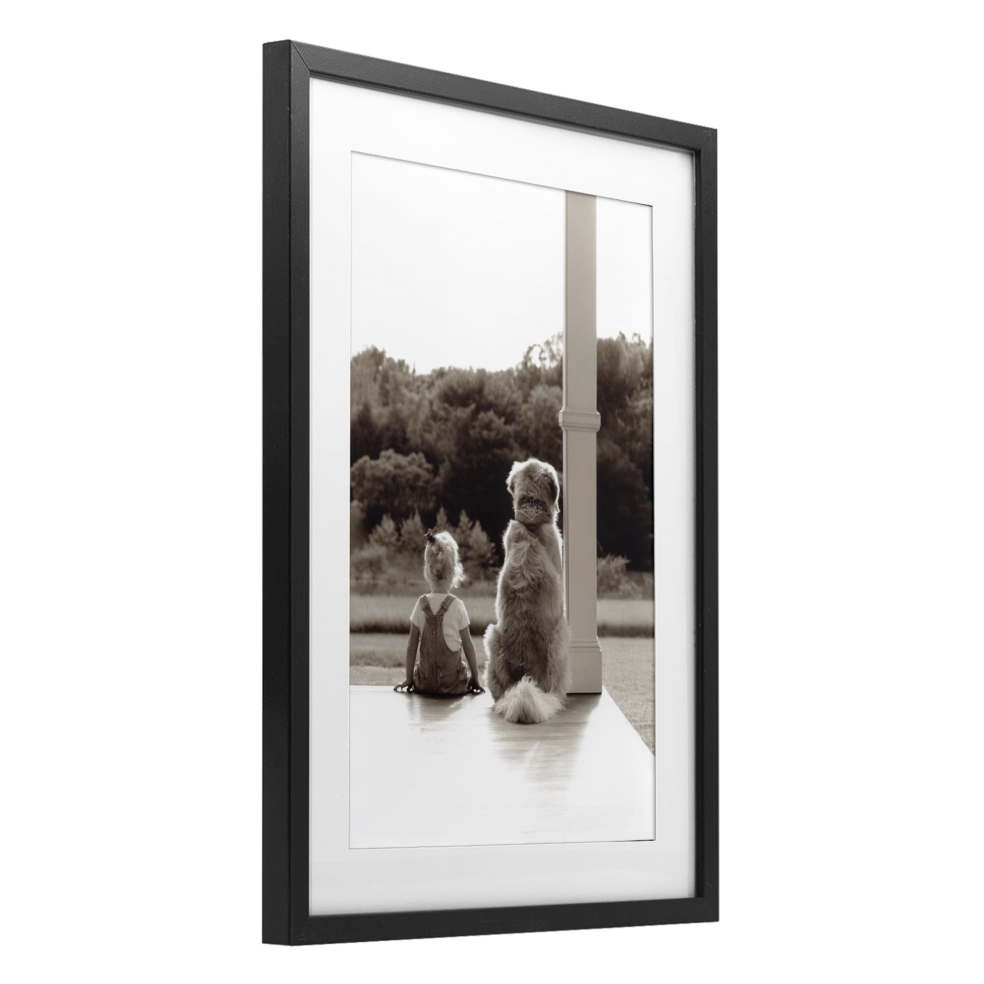 Stupell Industries Child And Dog Friendship Black Framed Print Under Glass, design by Kendra Dew