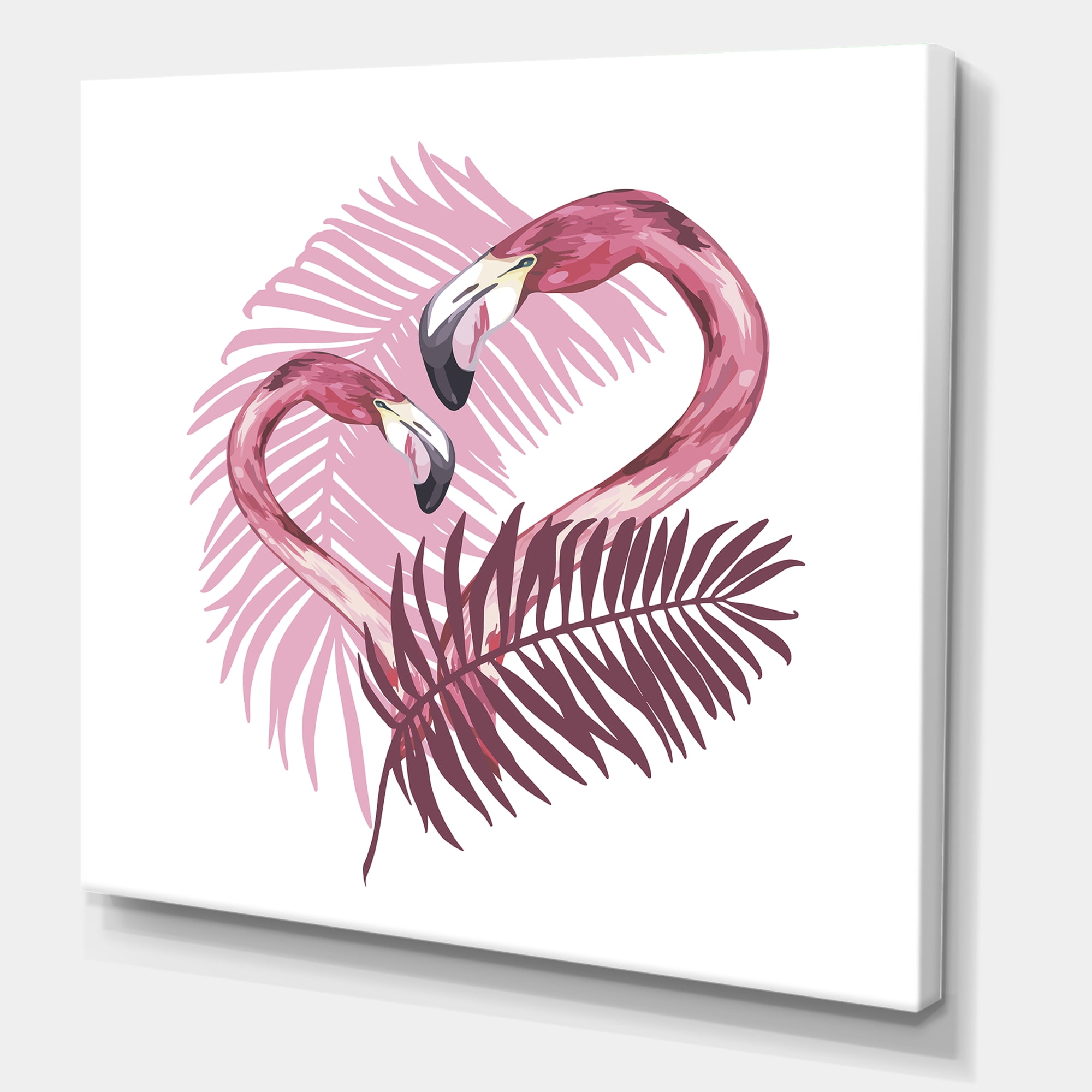 Designart ' Pink Flamingo In Tropical Summer I ' Traditional Canvas Wall Art Print