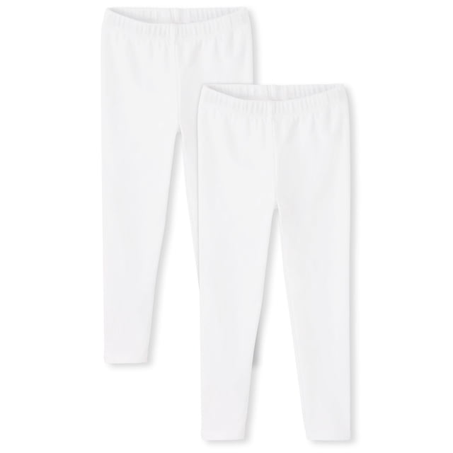 Leggins Gymboree para niñas y niños pequeños, color blanco, paquete de 2 unidades, talla 6
