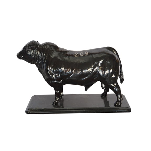 Nifao Bull Standing on a Marble base Bronze Statue – Home Decor Sculpture, 19"L x 8"W x 13"H