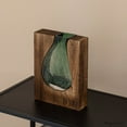 thumbnail image 2 of 10-Inch Wood and Glass Inlay Vase - Merging the Natural Warmth and Texture of Wood with the Elegance and Color of Glass, Perfect for Enhancing Home Decor, Office Desk, Kitchen Table or Living Room, 2 of 7