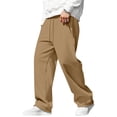 thumbnail image 3 of Dweltoz Men's Baggy Sweatpants Wide Leg Pants Casual Open Bottoms Straight Trousers Elastic Waist 2026 Fall Winter Lightweight Pants Loose Fit Oversized Sweatpants with Pockets,Brown 3XL, 3 of 5