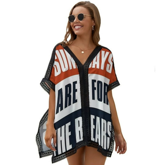 Sundays Are for The Bears Beach Cover Ups for Women Bathing Suit Cover Up Lace Bikini Swimsuit Coverup Beach Dress Shirt One Size