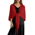 thumbnail image 2 of Shawl Wraps for Women Knitted Shawls and Wraps Scarf Fall Cardigan Sweaters Ponchos Wool Shoulder Tops,Thin Breathable Wrap for Dresses(Red), 2 of 4