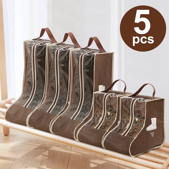 TSV 5pcs Boot Storage Bags, Portable Boots Protector Bag, Dust Proof Travel Shoe Bags with Handle, Shoes Packing Organizers (3*High 2*Short)