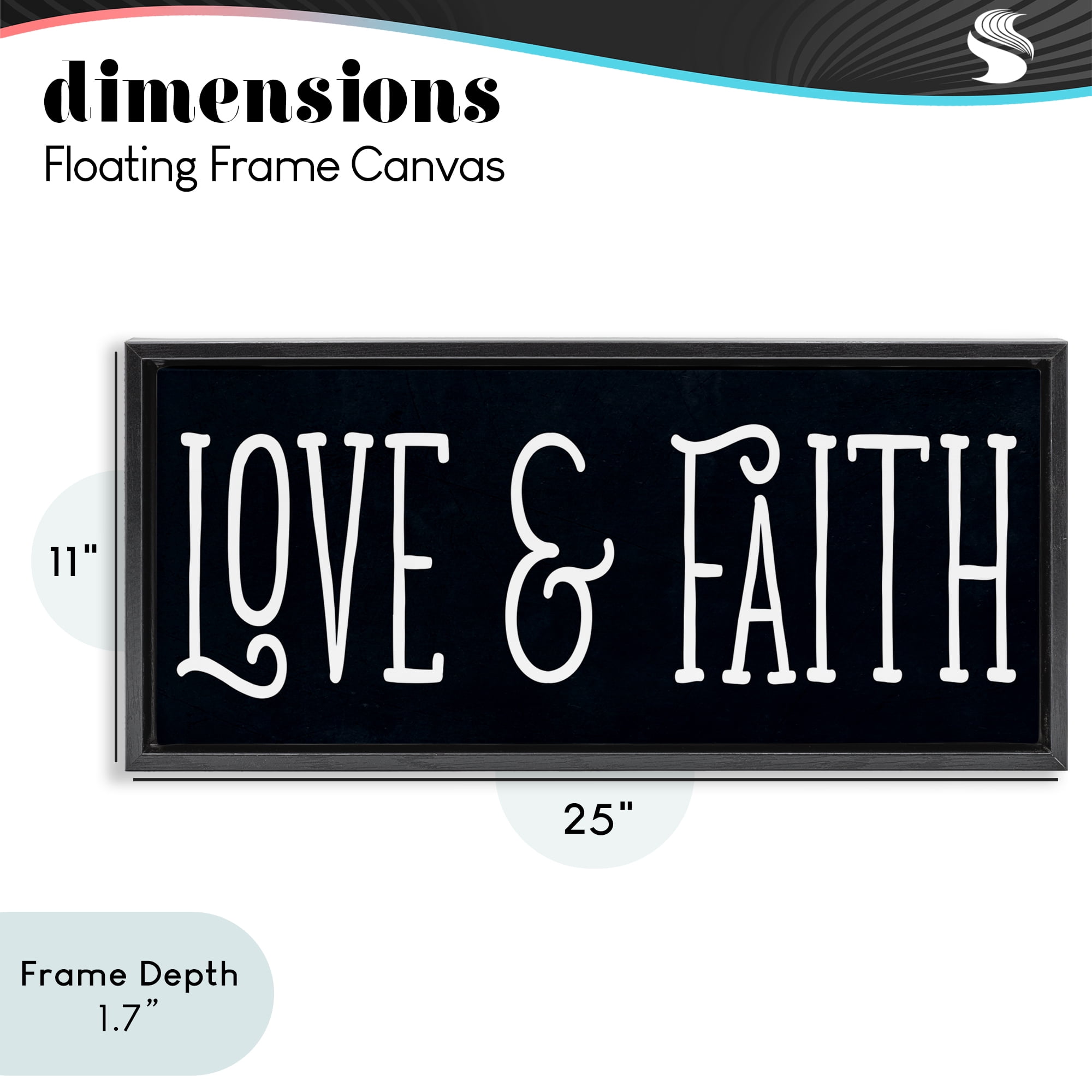 Stupell Industries Love & Faith on Black Black Framed Floater Canvas Wall Art, design by SD Graphics Studio