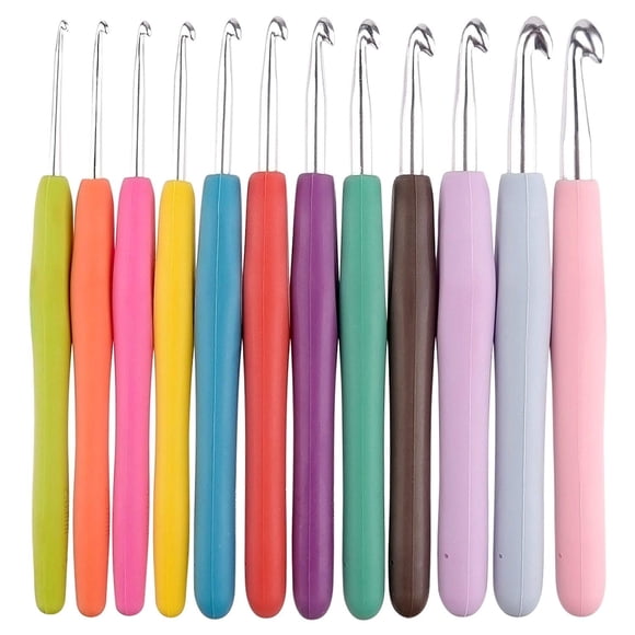 KUUQA 12Pcs Crochet Hooks Set Ergonomic Soft Handles Crochet Hooks for Arthritic Hands, Mom,Grandmother,Aunt, Best Friend, Knitting Crochet Supplies