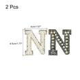 thumbnail image 2 of Uxcell Iron on Decorative Letter N Black White Patch Glitter Alphabet Applique Rhinestone Pearl English Letter 2 Pack, 2 of 6