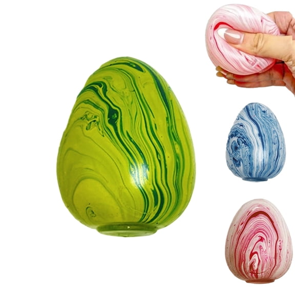 Stress Egg Squishies Toys, Easter Egg Squishies Fidget Toys, Slow Rising Colorful Marbled Stress Balls(1pcs)