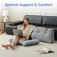 thumbnail image 3 of Z-Hom King Headboard Pillow with 2 Neck Roll Pillows, Faux Fur Triangle Wedge Large Backrest Pillows for Bed Dorm Sofa with Removable Cover & Side Pockets(Gray, 76"x20"x8"), 3 of 9
