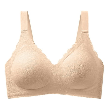 Somuwie Clearance Vogue Women Solid Color Leaf Pattern Wireless Fixed Cup Underwear Together Daily Bra
