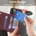 thumbnail image 5 of Feishell for Apple iPhone 12 Pro Max Back Flip Case with Credit Card Slots,Shockproof Durable PU Leather Magnetic Button Adjustable Kickstand Wallet Phone Case for Women Men,Winered, 5 of 6