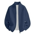 thumbnail image 4 of Fgnfyis Mens Winter Jacket Winter Solid Color Rib Knit Double Zipper Casual Jacket Without Hood Textured for Everyday Wear Coats for Men Navy M, 4 of 4