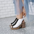 thumbnail image 4 of SACFOF Women's Chunky Stacked High Heel Sandals Peep Toe Front Zipper Cutout Platform Block Heeled Sandal, 4 of 6