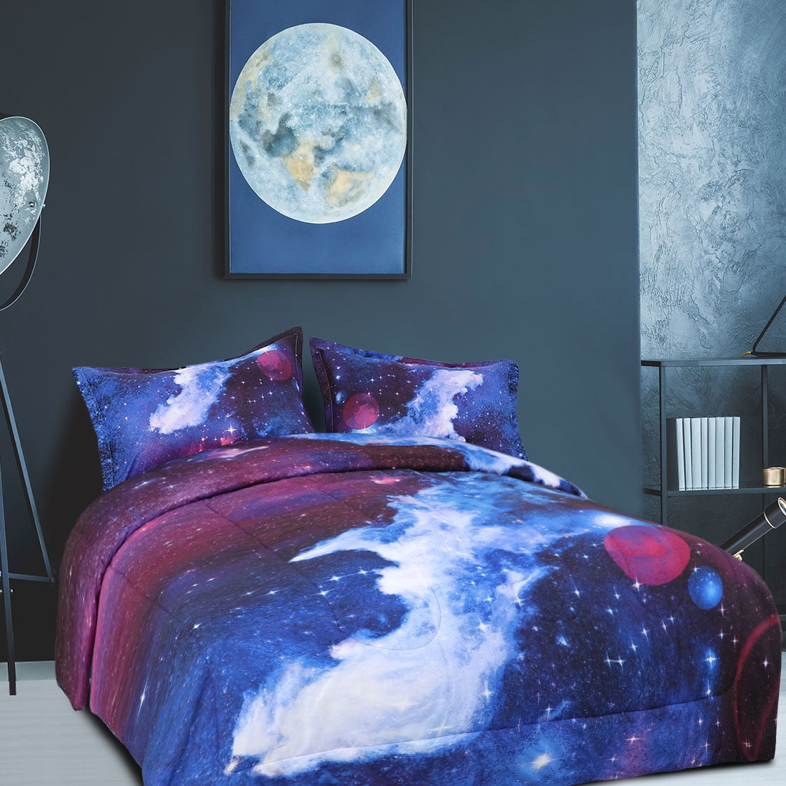 3D Space Themed Details about   uxcell Twin Size Galaxies Fuchsia Comforter Sets All-Season 