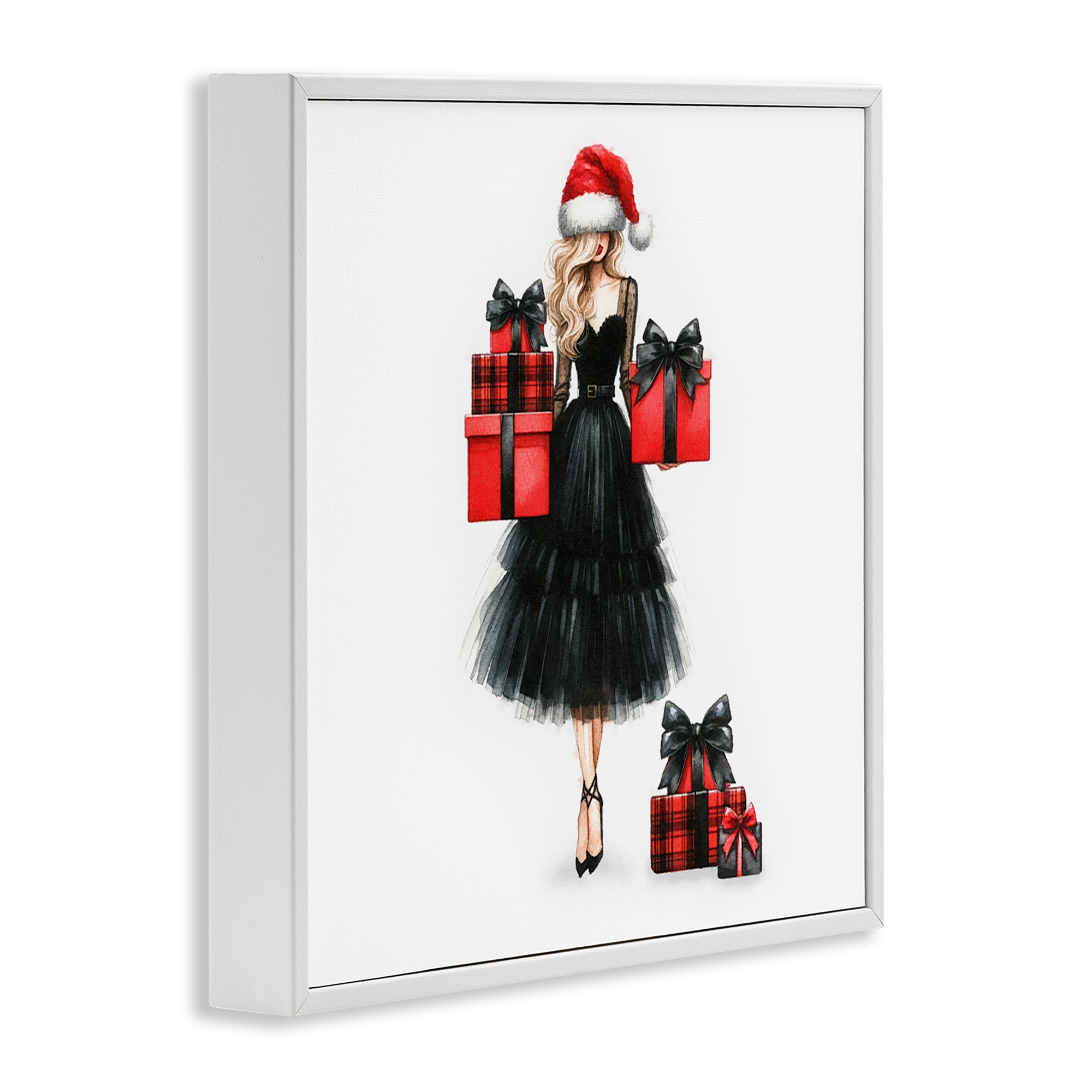Stupell Industries Fashionable Holiday Shopping Holiday Painting White Framed Art Prints Wall Art, 12 x 12