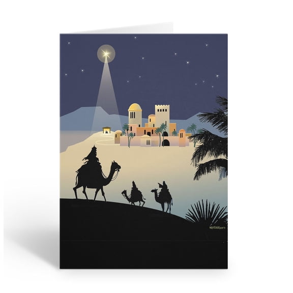 The Three Wise Men On Their Journey to the Nativity Scene Christmas Card - 18 Ch
