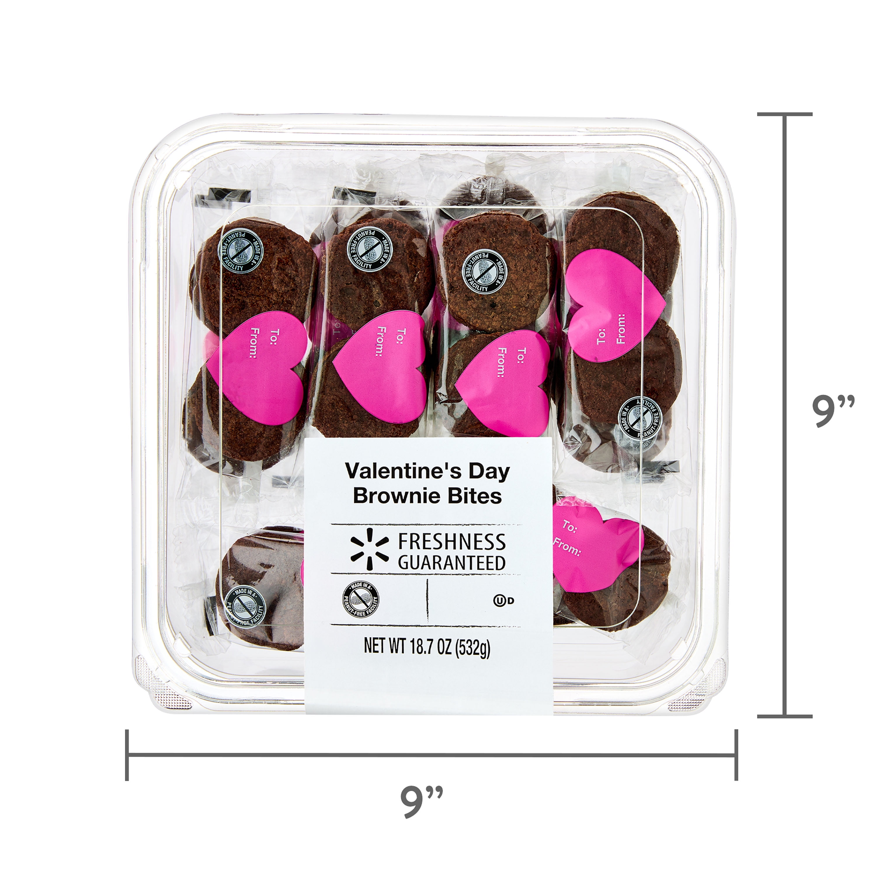 Freshness Guaranteed Valentine's Day Brownie Bites 18.7 oz, 14 Count (Fudgy, Baked, Sweet Dessert)