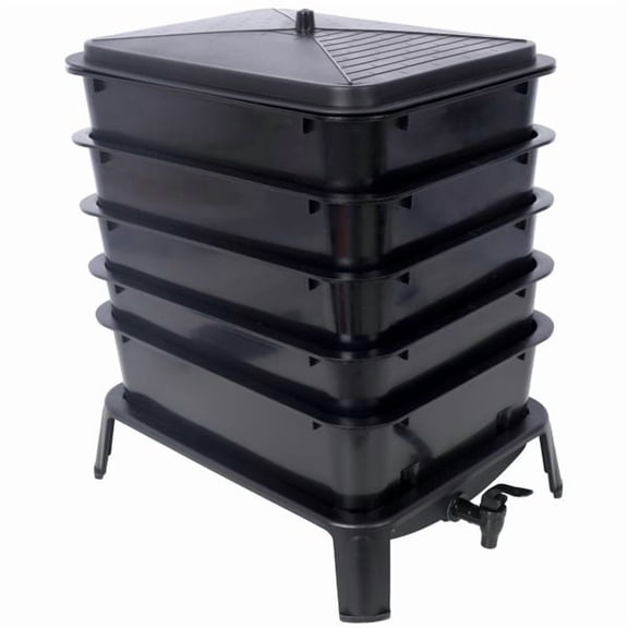 5-Layer Worm Compost Bin  50L Worm Composter  Easy Setup Inclusive Worm Farm Kit for Recycling Food Waste