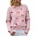 thumbnail image 6 of VISALY Valentine's Sweaters Love Print Heart Sweater with Bow Casual Sweaters Trendy Plain Sweaters Loose Casual Pullover Sweater Casual Sweater Soft Sweaters Fitted Pullover Sweater Pink Xl, 6 of 9