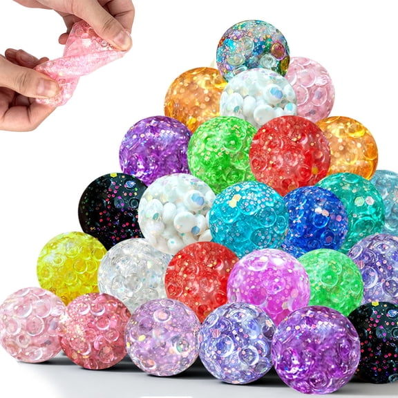 Colorful 1.6 Inch Acrylic Foam Bead Ball Soft Squishy, Random Color Stress Relief Sensory Fidget, Stress & Anxiety Relief Squeeze, Party Favors Goodie Bag Stuffers
