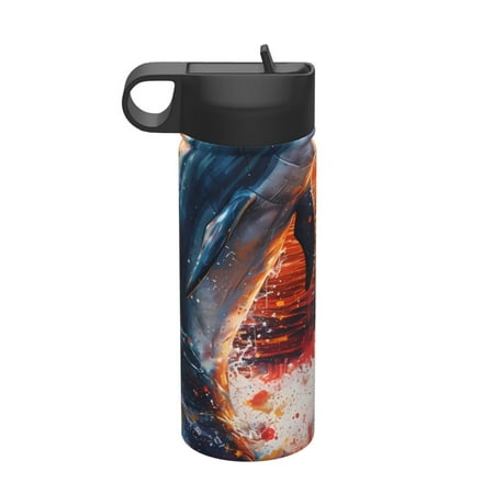 

Matuu Sunset Ocean Watercolor Dolphin for 18oz Durable Thermal Cups Keep Drinks Cold & Hot Insulated Coffee Mug with Lid (With Straw)
