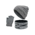 thumbnail image 2 of BadPiggies 3 PCS Beanie Hat Scarf Touchscreen Gloves Set for Men and Women, Winter Knit Beanie Gloves Neck Warmer with Warm Fleece Lined (Gray), 2 of 8