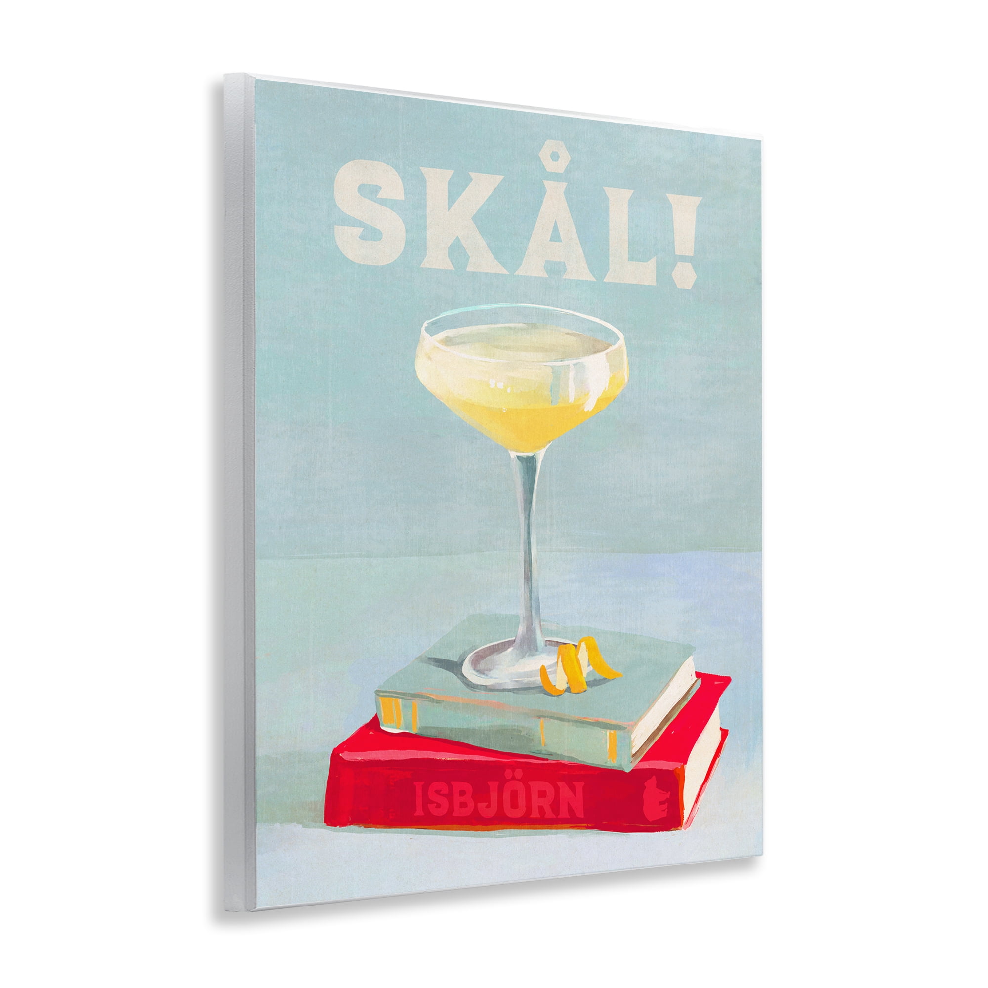 Stupell Industries Skal Cocktail & Bookstack Food & Beverage Painting Unframed Art Print Wall Art, 11 x 14