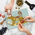 thumbnail image 5 of Underwater Cutting Board, Cartoon Mermaid Riding on Goldfish Swimming Animals Happy, Decorative Tempered Glass Cutting and Serving Board, Small Size, Orange Marigold White, by Ambesonne, 5 of 5