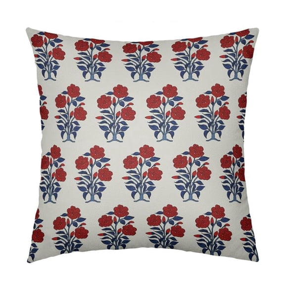 Reversible Floral Throw Pillow Cover Double-Sided Linen Cushion Case with Hidden Zipper for Sofa Bedroom Living Room 19.7x19.7 Inch