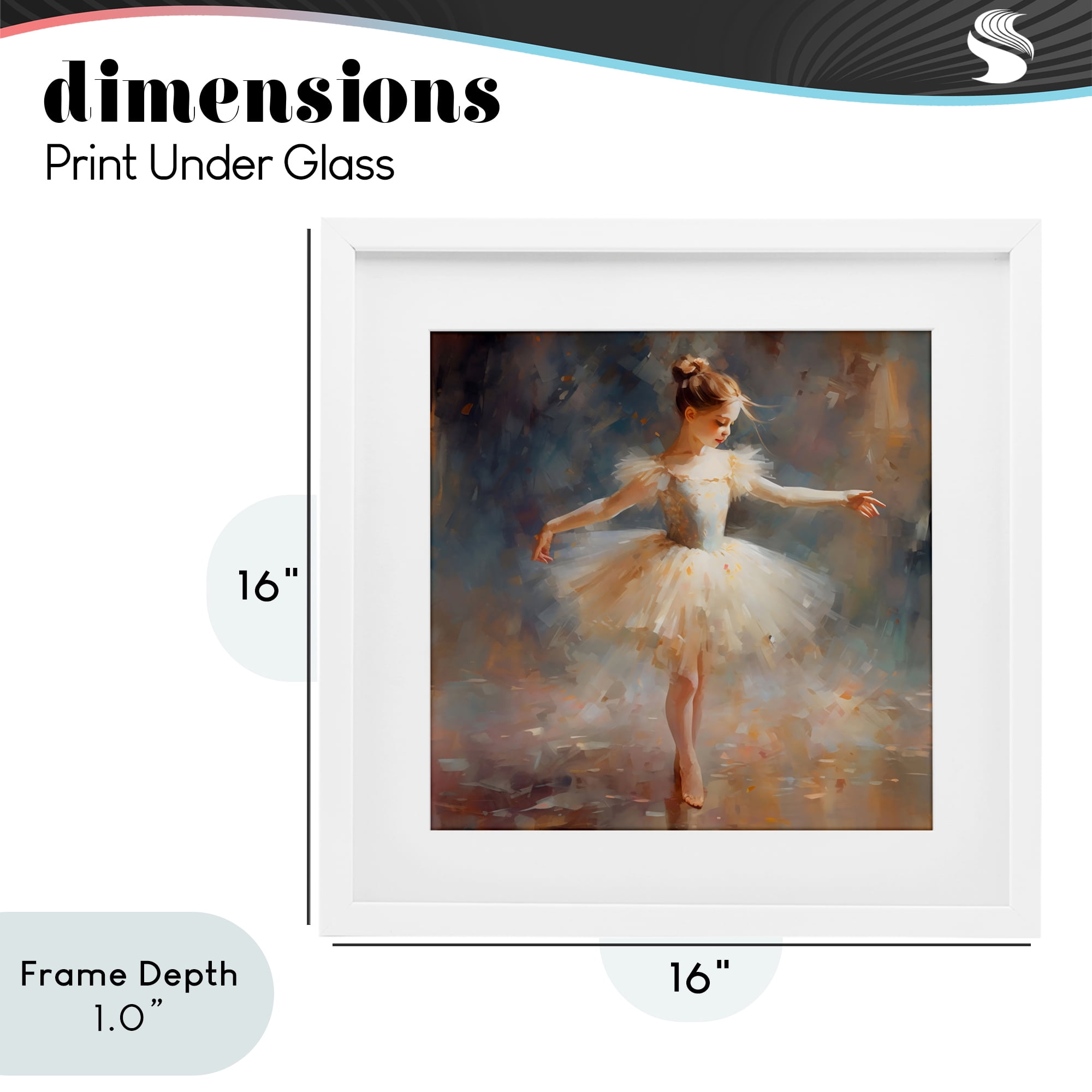 Stupell Industries Ballerina In White Tutu White Framed Print Under Glass, design by Creative Studio