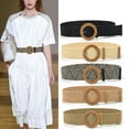 thumbnail image 2 of Racing Butterfly Summer Women Elastic Belt Round Buckle Vintage Boho Straw Woven Belt Dress Belt, 2 of 8
